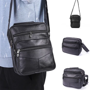 Кожаная мужская сумка через плечо, кожаный портфель через плечо, Многофункциональная деловая сумка большой емкости, водонепроницаемая 