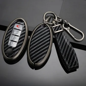 Корпус автомобильных ключей из цинкового сплава и углеродного волокна подходит для Nissan Qashqai X-Trail Versa Maxima Altima Rogue Murano Juke Tiida FX35
