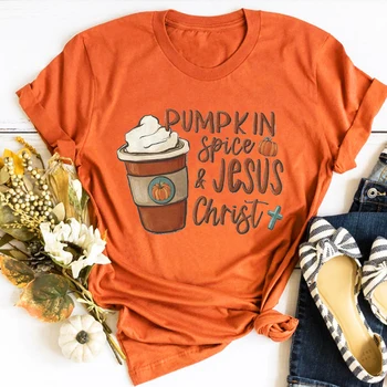 Футболка с Иисусом Христом в виде тыквы, рубашка с Днем благодарения, Милая футболка с тыквой, женская одежда на Хэллоуин, винтажная футболка m