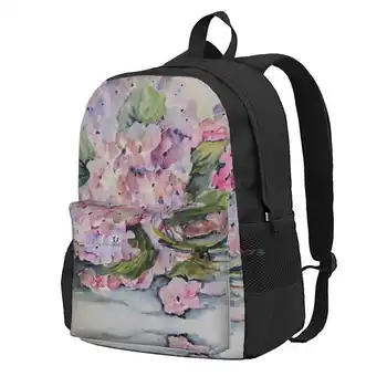 Рюкзак для студента, школьный ноутбук, дорожная сумка, цветочные Цветы, листья, Розовая Сирень, Ботаническая природа, Акварели