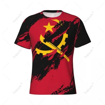 Пользовательское название Nunber Цвет флага Анголы Мужская обтягивающая спортивная футболка Женские футболки джерси для футбольных фанатов