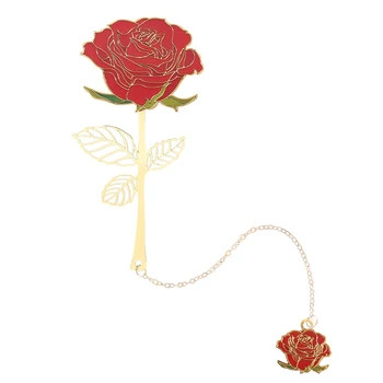 Металлическая закладка В китайском стиле, Креативная Полая подвеска в виде вены в виде листа розы, Подарки-закладки в виде листа Абрикоса