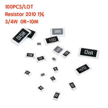 100ШТ Резистор 2010 1% 3/4 Вт 0R-10M 0R ~ 10 М Ом Комплект Резисторов Ассорти Комплект Образцов 0R 10R 100R 1K 2.2K 33K 4.7K 1M 10M