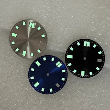 Механические часы с циферблатом 28,5 мм, зеленый светящийся для часов с механизмом NH35, NH36, аксессуары для модификации часов