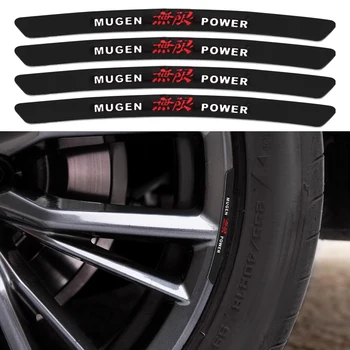 4шт Наклейки для стайлинга автомобилей с эмблемой MUGEN Power, наклейка на ступицу колеса автомобиля, декоративные полоски на ободе шины, Автоаксессуары для Honda