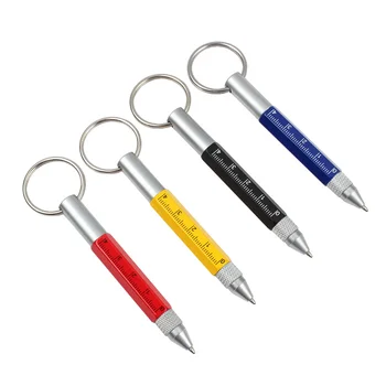 1 шт. Мини-Многофункциональная ручка, Мини-металлическая шариковая ручка карманного размера, Вращающаяся Маленькая Портативная Масляная Ручка, Инструмент, Брелок для ключей