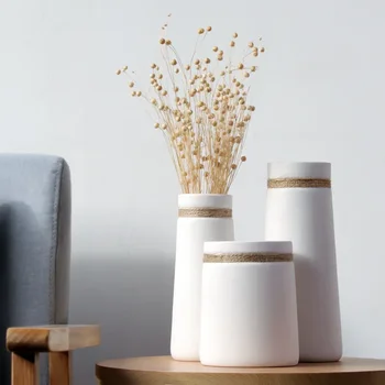 Простое современное украшение дома для гостиной, белая ваза из пеньковой веревки, керамическая литературно-художественная ваза в японском стиле