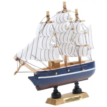 homyl Средиземноморский стиль Деревянная модель парусника ручной работы Декор Лодки Подарки 14 см