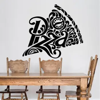 Пицца Логотип пиццерии вывеска ресторана Еда Наклейки виниловая художественная наклейка на стены Украшение дома настенная роспись на кухне съемная 3188