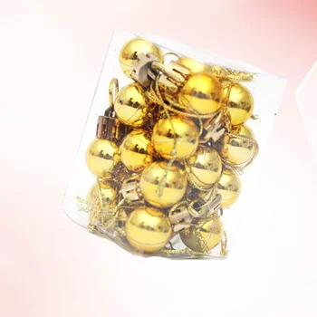 Рождественские миниатюрные украшения из шариков 24шт 2 см, блестящие украшения для Рождественской елки золотистого цвета