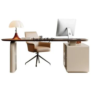 Стол в стиле ретро кремового цвета, современный минималистичный рабочий уголок, Компьютерный стол босса